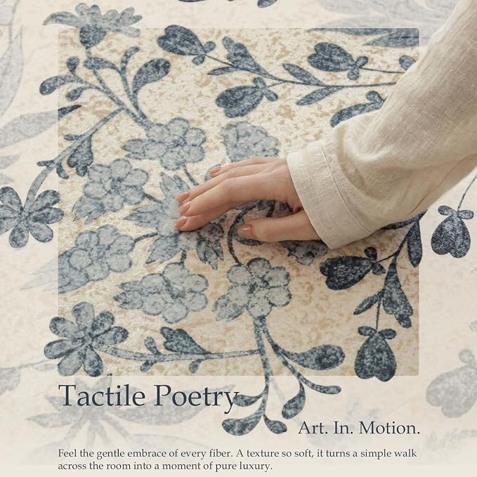 jinchan Zenith Floral Runner Rug 2x5 Washable Kitchen Runner Non-Slip Low-Pile - Image 5