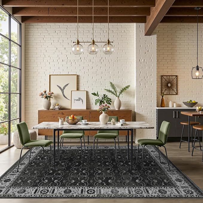 Rugxara 6x9 Washable Area Rug for Living Room, Neutral Vintage Large Boho Rugs - Image 3