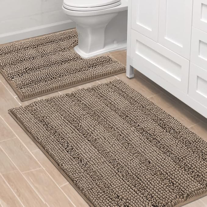 H.VERSAILTEX Bathroom Rugs Bath Rug Set 2 Piece Bathroom Contour Rug Toilet Mat by HVERSAILTEX