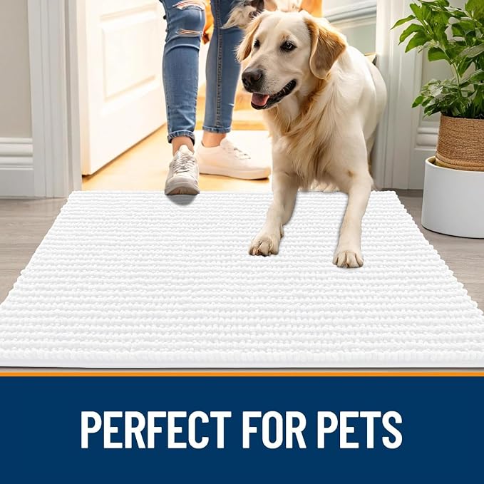 OLANLY Dog Door Mat for Muddy Paws 47x24, Ultra Absorbent Chenille Mud Doormat - Image 6
