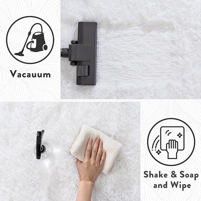 8x10 Fluffy Rugs for Living Room, Soft Large White Shag Area Rug Carpet for - Image 8