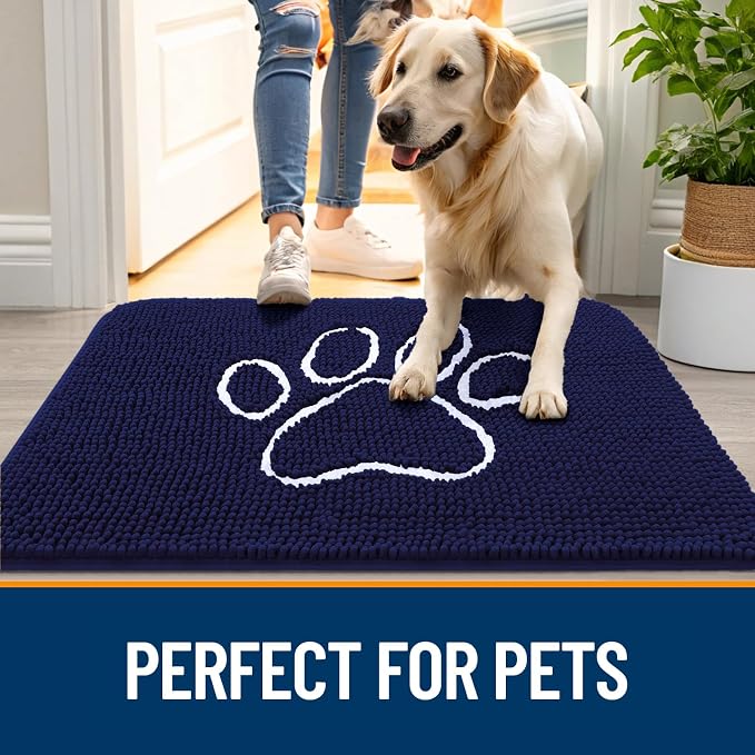 OLANLY Dog Door Mat for Muddy Paws 54x24, Paw Print Design, Absorbs Moisture - Image 6