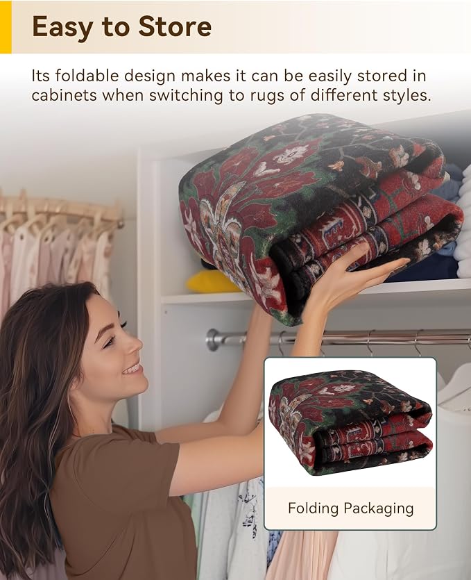 RELEANY Area Rugs 3'x4' Washable Non-Slip, Floral Vintage Distress Medallion - Image 5
