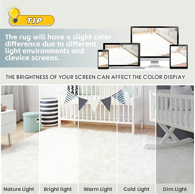 5x7 Area Rug for Living Room, Ultra Soft Fluffy Shag Rugs for Bedroom, Non-Slip - Image 7
