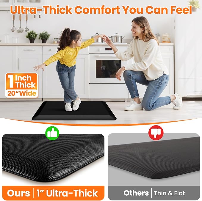Kitchen Mats for Floor, 1 Inch Extra-Thick Kitchen Rugs, Non-Slip & Waterproof - Image 6