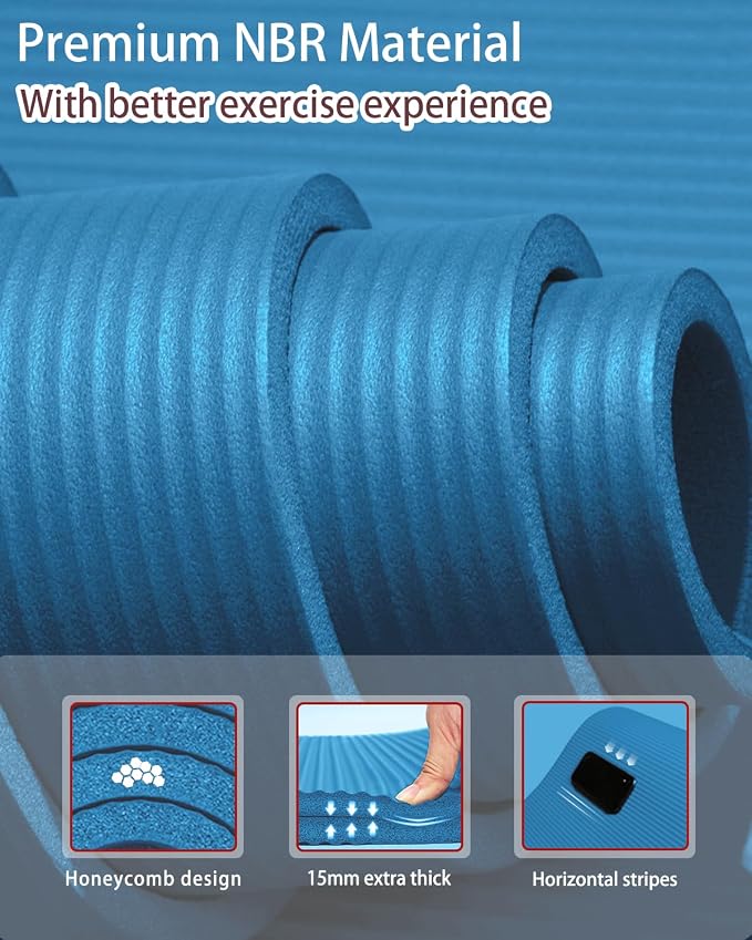 Yoga Mat for Men Women Extra Wide Exercise Mat 76"x35" 15mm Thick Large Workout - Image 4