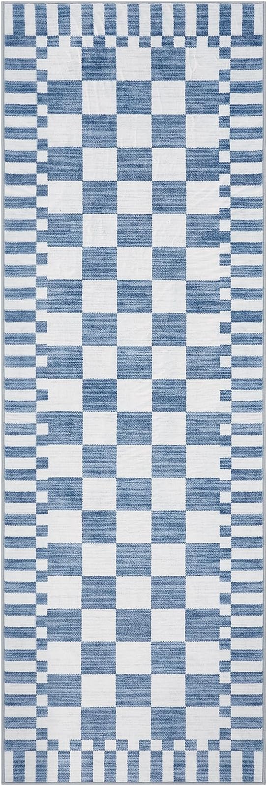 GarveeHome 2×6 Kitchen Runner Rug Non Slip, Dark Blue Checkered Rug, Washable - Image 3