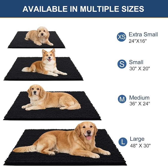 OLANLY Dog Door Mat for Muddy Paws 48x30, Ultra Absorbent Chenille Mud Doormat - Image 2