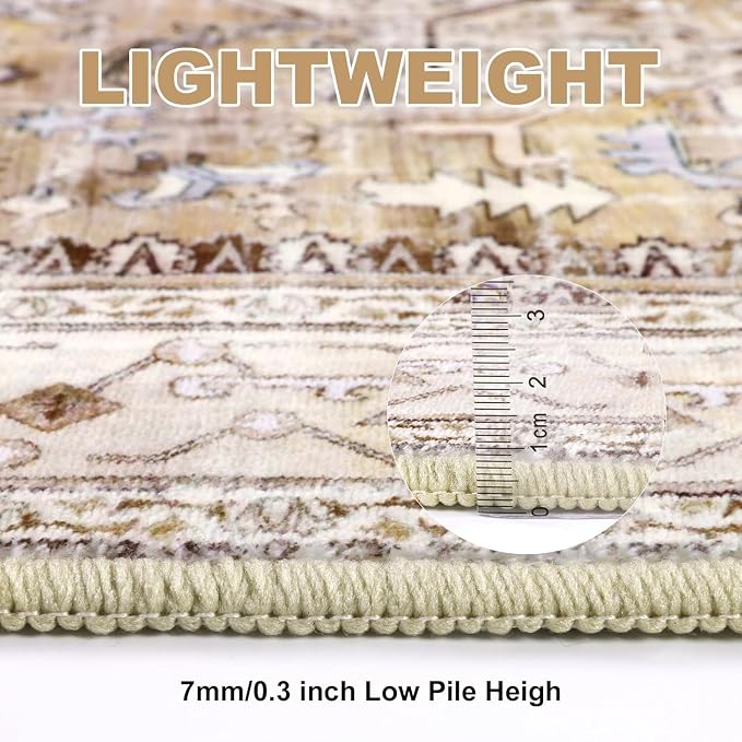 Yamaziot Washable Runner Rug, 3x10 Non-Slip Boho Vintage Hallway Rug - Image 4