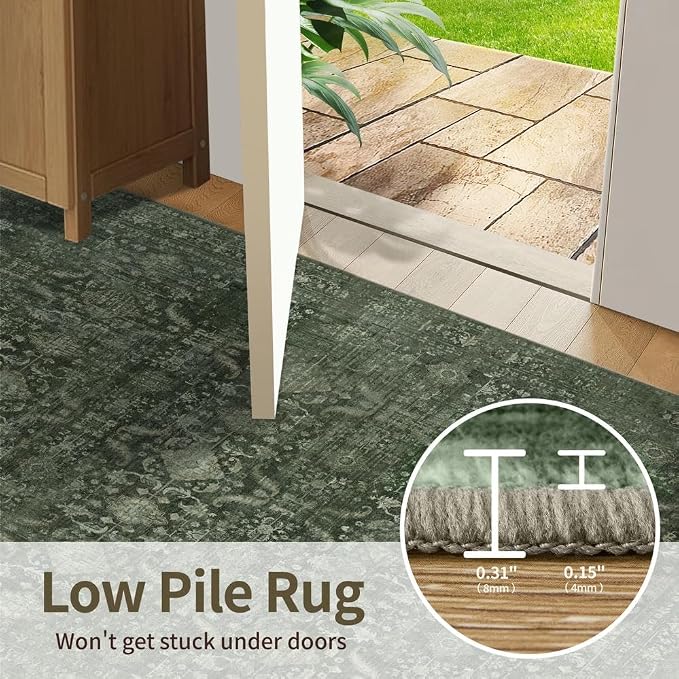 Rugxara 3x5 Rug for Entryway Bedroom, Vintage Retro Boho Throw Rug, Non Slip & - Image 6