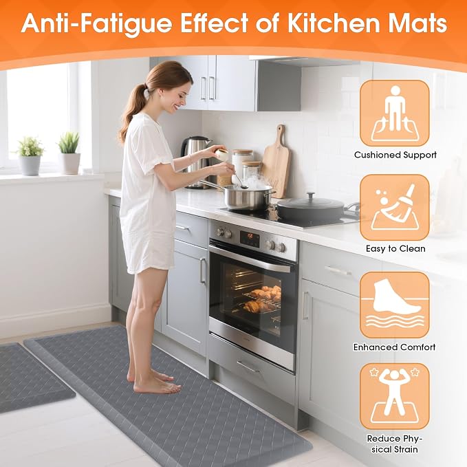 TranquilRelax 4/5 Inch Thick Anti-Fatigue Kitchen Mats 2Pcs, Cushioned Non-Slip - Image 4