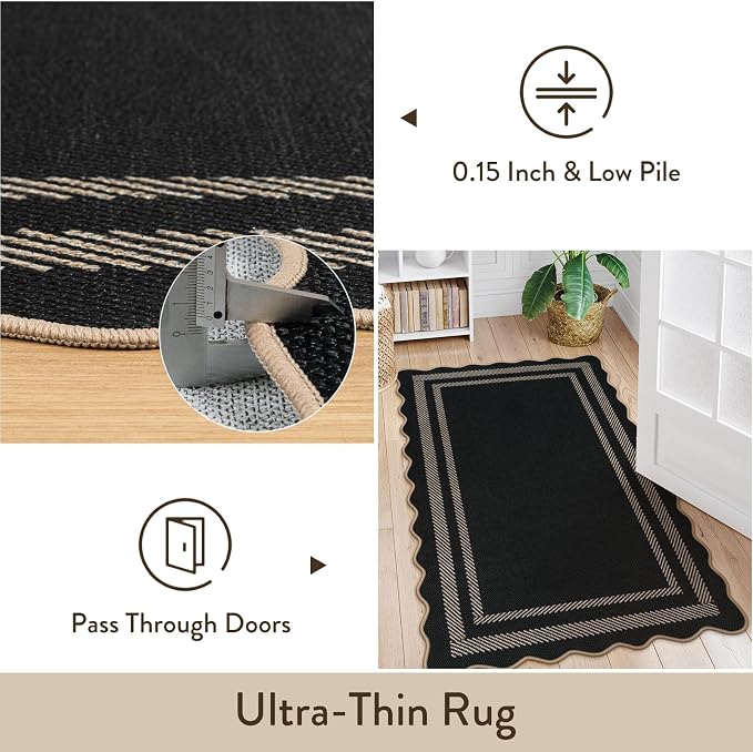 LIVEBOX Scalloped Easy Jute 2x3 Kitchen Rug, Washable Non Slip Farmhouse Area - Image 6