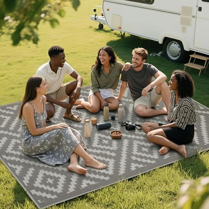RURALITY Outdoor Rugs 6x9 Feet for Patios Clearance, Plastic Straw Waterproof - Image 7