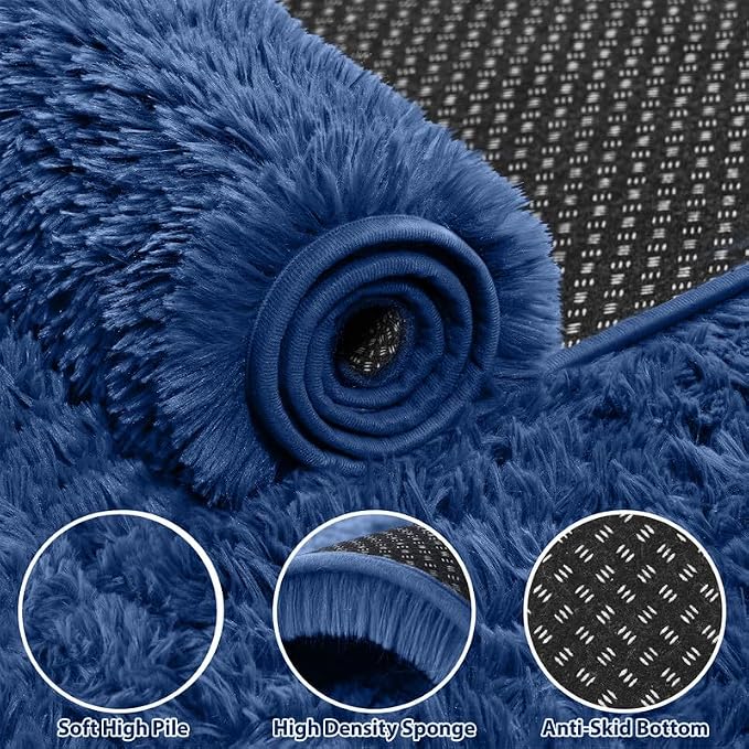 Area Rug for Living Room Bedroom: 5x7 Soft Fluffy Shag Rugs Upgrade Non-Slip - Image 5