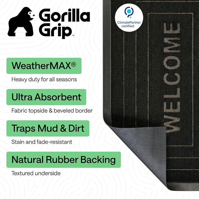 GORILLA GRIP 100% Waterproof All-Season WeatherMAX Doormat 35x23, US Designed - Image 3