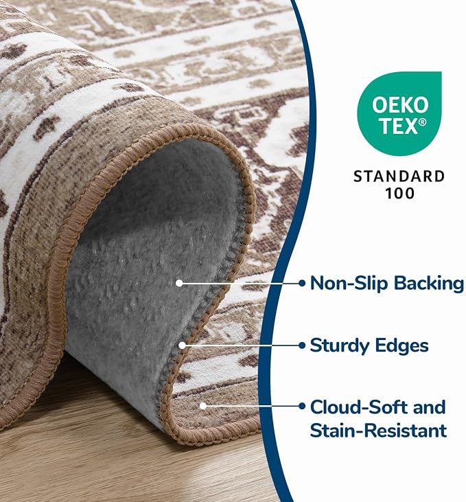 Lessymo 6 x 9 Area Rugs for Living Room, Machine Washable Area Rugs Boho Faux - Image 5