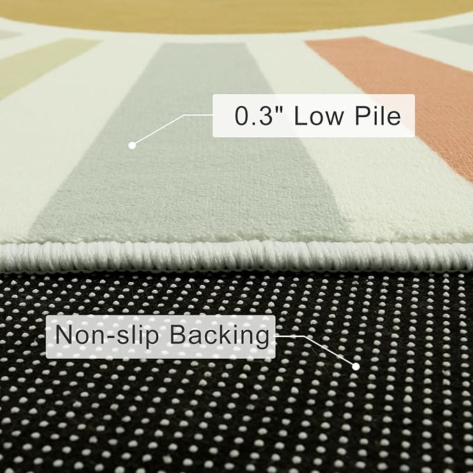 STARUIA Boho Washable Rug for Kids Play Room, Ultra Soft Non-Slip Sunshine - Image 7