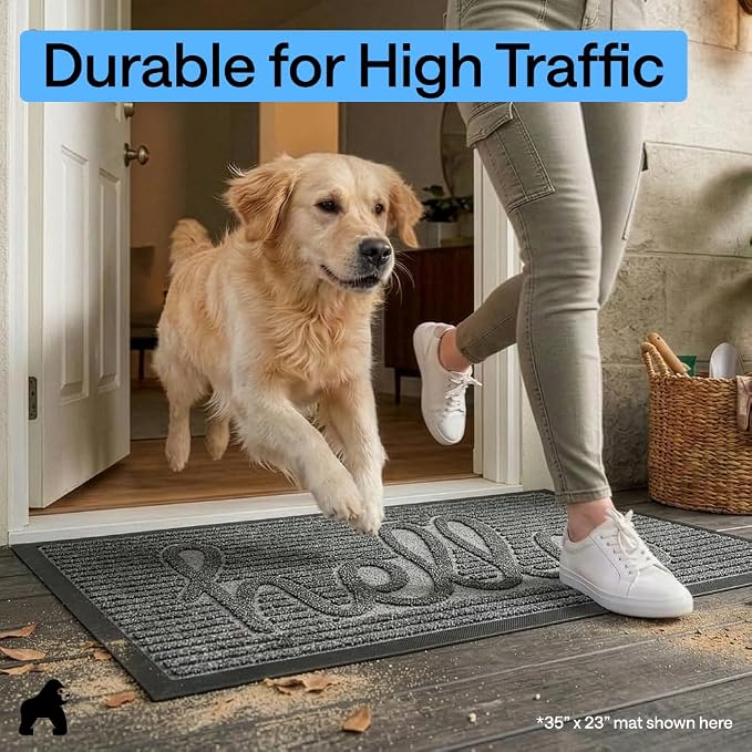 GORILLA GRIP 100% Waterproof All-Season WeatherMAX Doormat, US Designed Natural - Image 8