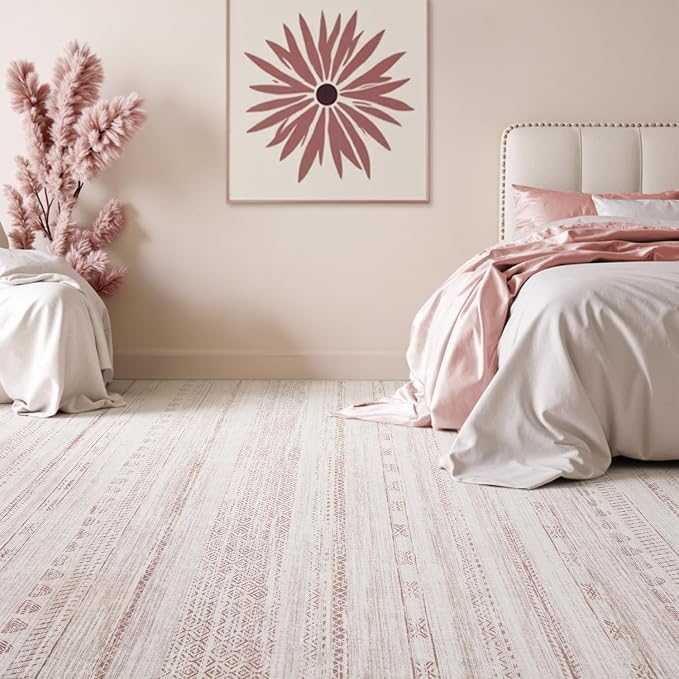 8x10 Pink Area Rugs for Living Room Machine Washable Rug Distressed Girls - Image 3