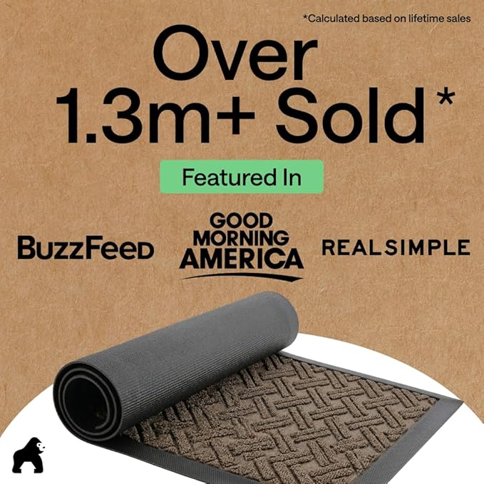 GORILLA GRIP 100% Waterproof All-Season WeatherMAX Doormat, US Designed Natural - Image 4