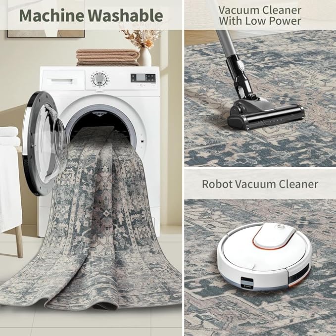 Rugxara 2x10 Runner Rug, Washable Kitchen Rugs, Non Slip Low Pile Area Rug - Image 5