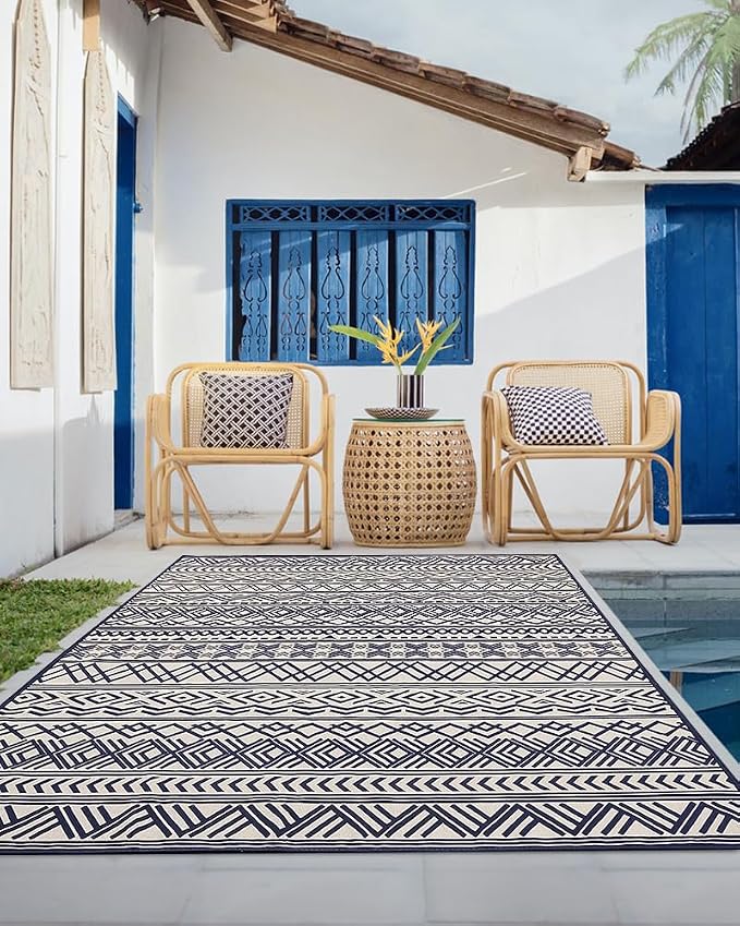 Outdoor Rug Carpet 8x10 ft, Flatweave Textured Outdoor Patio Rug Non Slip - Image 4