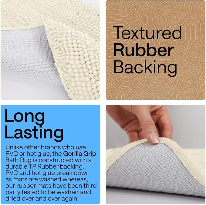 GORILLA GRIP Bath Rug Mat 44x26, Soft Absorbent Chenille, Quick Dry Microfiber - Image 3