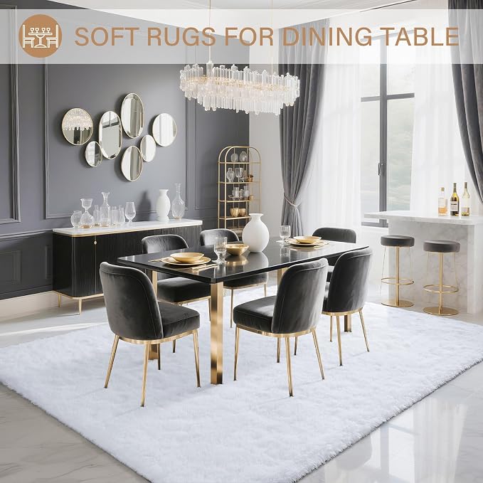 BENRON Fluffy Rugs for Living Room 5x8 White, Washable Large Area Rugs for - Image 6