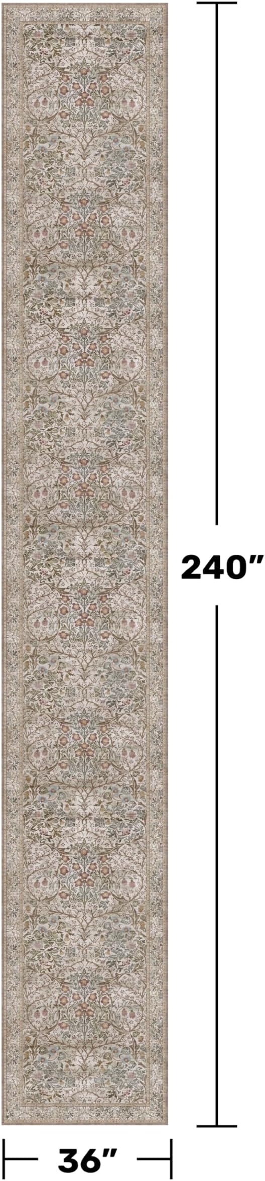 Vintage Moss Green 3x20 Extra Long Runner Rug - Image 2