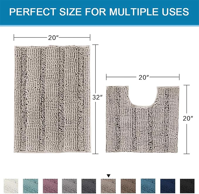 H.VERSAILTEX Bathroom Rugs Bath Rug Set 2 Piece Bathroom Contour Rug Toilet Mat - Image 2