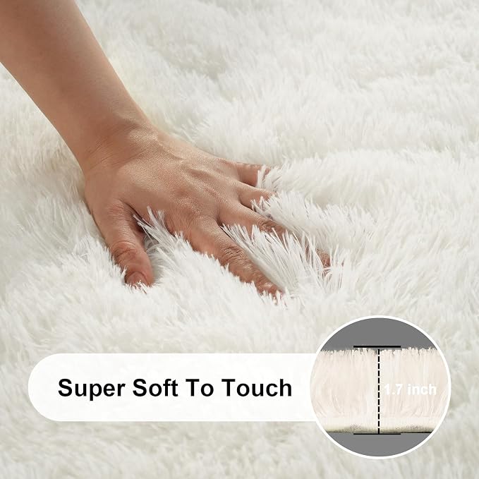 6x9 Area Rugs for Living Room, Large Fluffy Cream White Rugs for Bedroom - Image 2