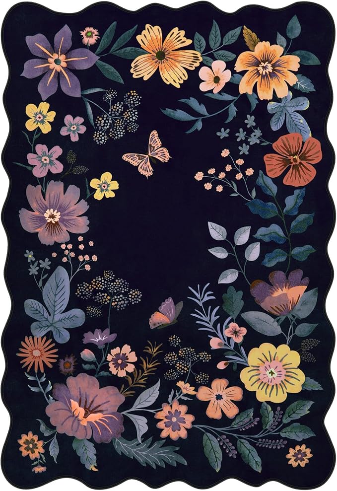 Lahome Floral Washable Rugs for Living Room, 5x7 Area Rugs Ultra-Thin Soft Rug - Image 7