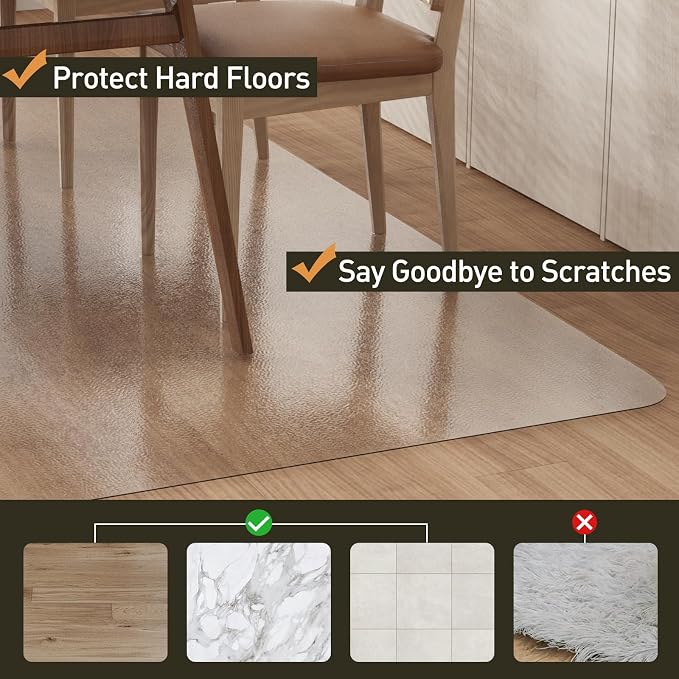 Clear Plastic Area Mat for Under High Chair, Anti-Spill Hard Floor Protector - Image 4