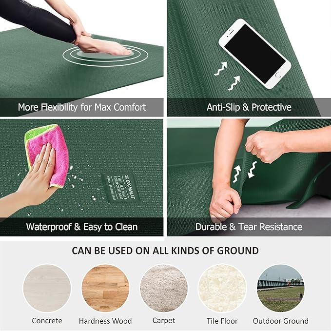 GXMMAT Large Yoga Mat 6'x4'/6'x6'/7'x5', Extra Thick Workout Mats - Image 4