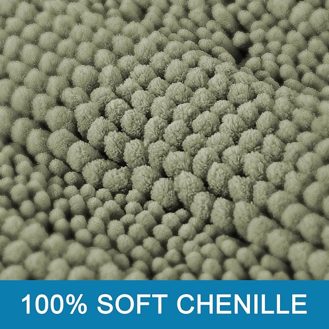 H.VERSAILTEX Bath Rugs for Bathroom Non Slip Bath Mats Thick Chenille Striped - Image 3
