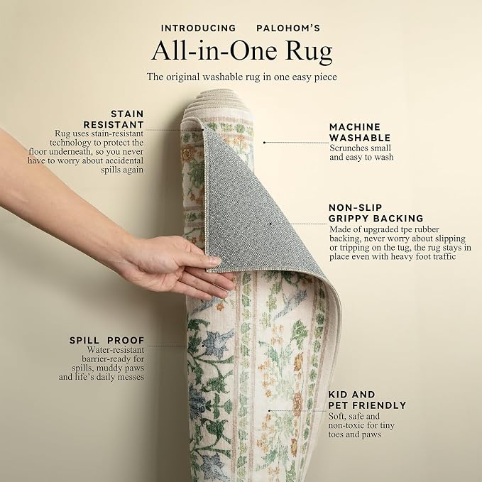 8x10 Washable Rugs for Living Room: Bedroom Area Rug Stain Resistant Non Slip - Image 4