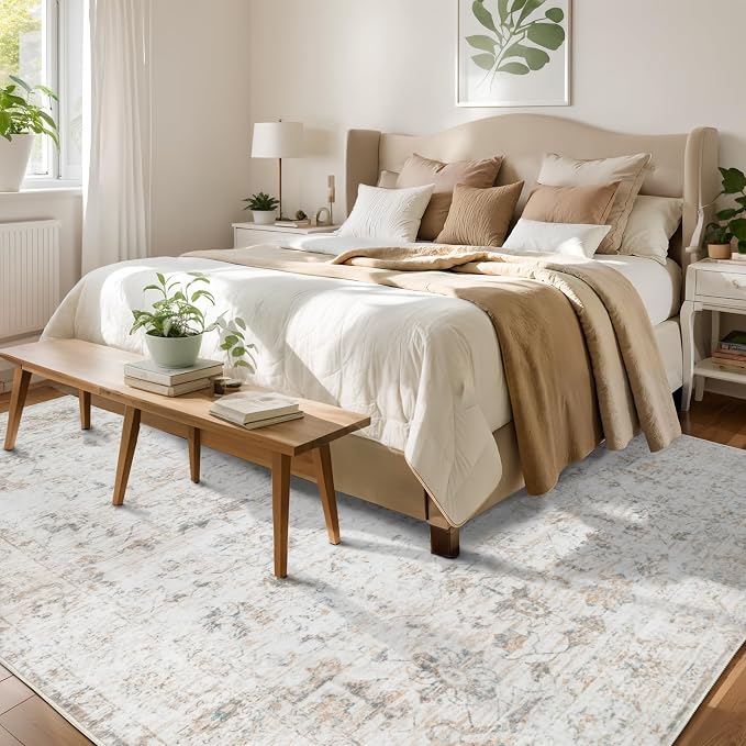 Washable 6×9 Area Rug for Living Room, Vintage Floral Rug Soft Non Slip Stain - Image 2