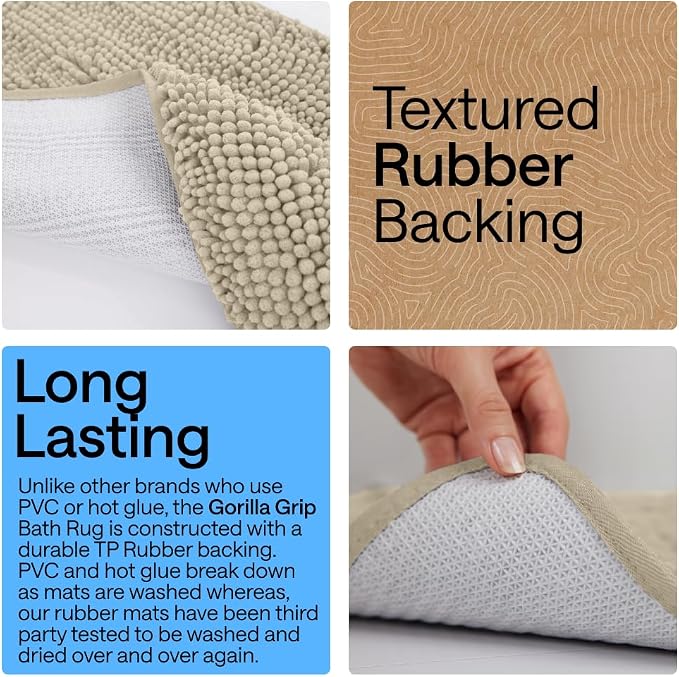 GORILLA GRIP Bath Rug Mat 30x20, Thick Soft Absorbent Chenille, Quick Dry - Image 3