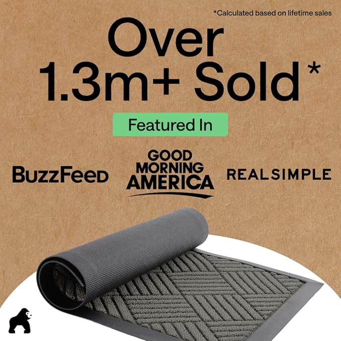GORILLA GRIP 100% Waterproof All-Season WeatherMAX Doormat, US Designed Natural - Image 5