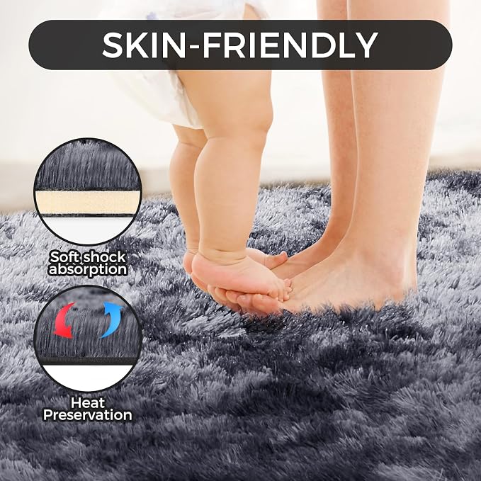 5X8 Ultra Soft Rug for Living Room, Fluffy Shag Area Rug for Bedroom, Modern - Image 6