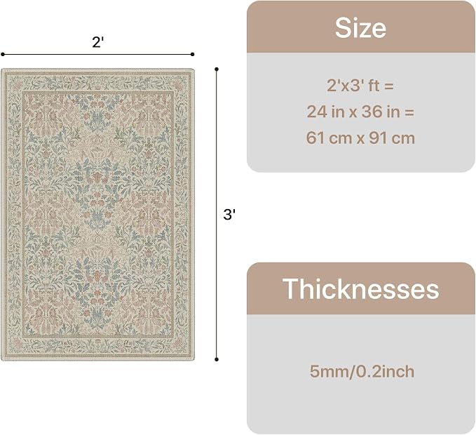 GENIMO 2x3 Washable Small Entryway Rug, Non-Slip Front Door Mat - Image 2