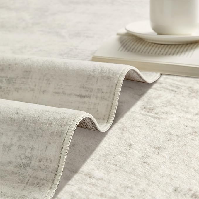 Latte&Fog Washable 6x9 Area Rugs, Large Ivory Rug - Image 6