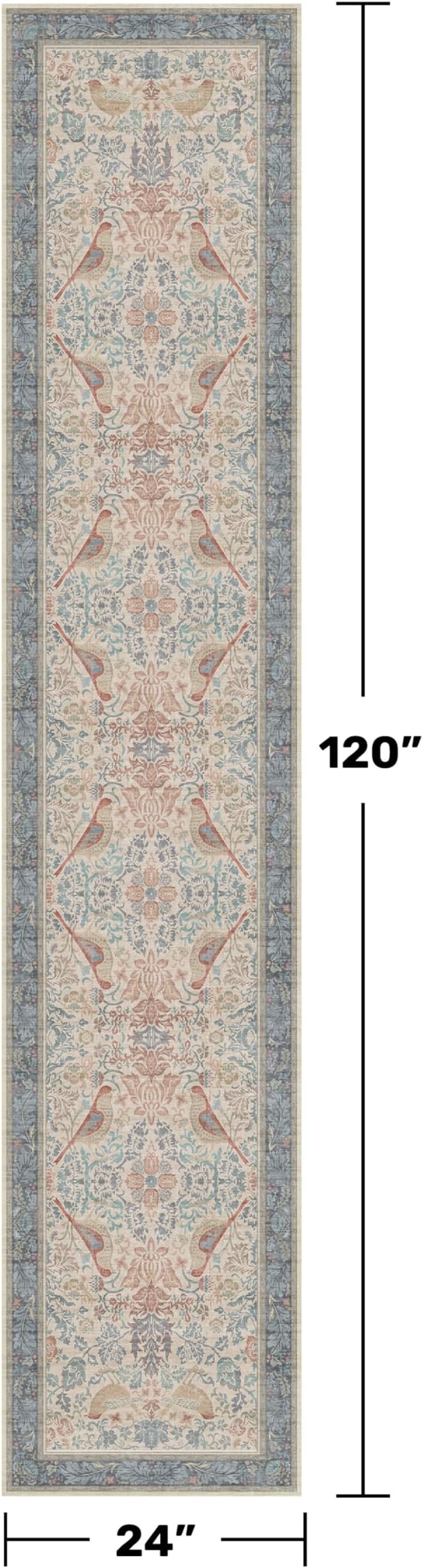 Hazo Haus Soft Red Blue 2x10 Long Hallway Runner Rug, Boho Farmhouse Rug - Image 2