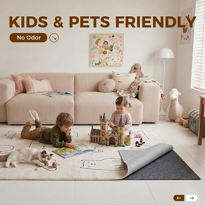 Rug Pad 2 x 3 Ft Non-Slip, Felt and Natural Rubber Backing, 1/4" Thick - Image 3