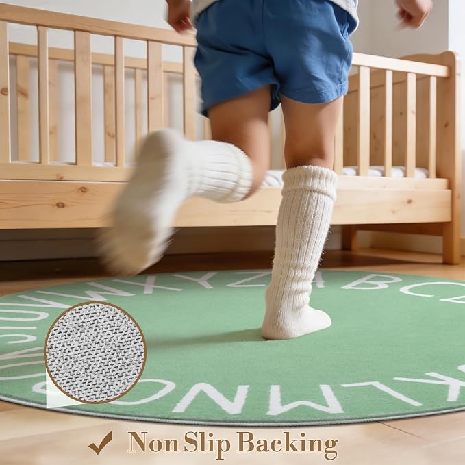 Topotdor Round Kids Play Rug Alphabet Nursery Area Rug Extra Large Soft - Image 6