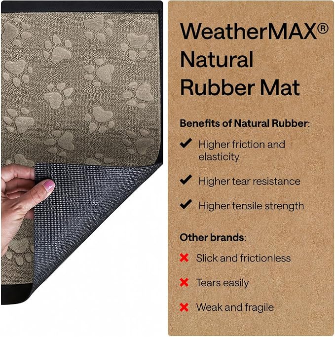 GORILLA GRIP 100% Waterproof All-Season WeatherMAX Doormat US Designed Natural - Image 6
