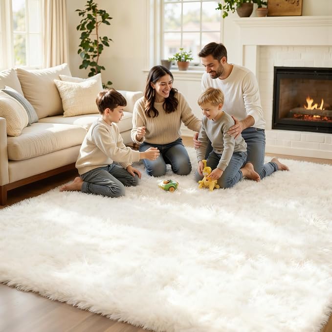 5x7 Area Rug for Living Room, Ultra Soft Fluffy Shag Rugs for Bedroom, Non-Slip - Image 5