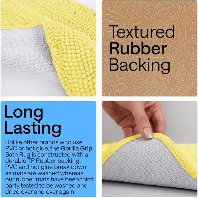 GORILLA GRIP Bath Rug Mat 36x24, Thick Soft Absorbent Chenille, Quick Dry - Image 3