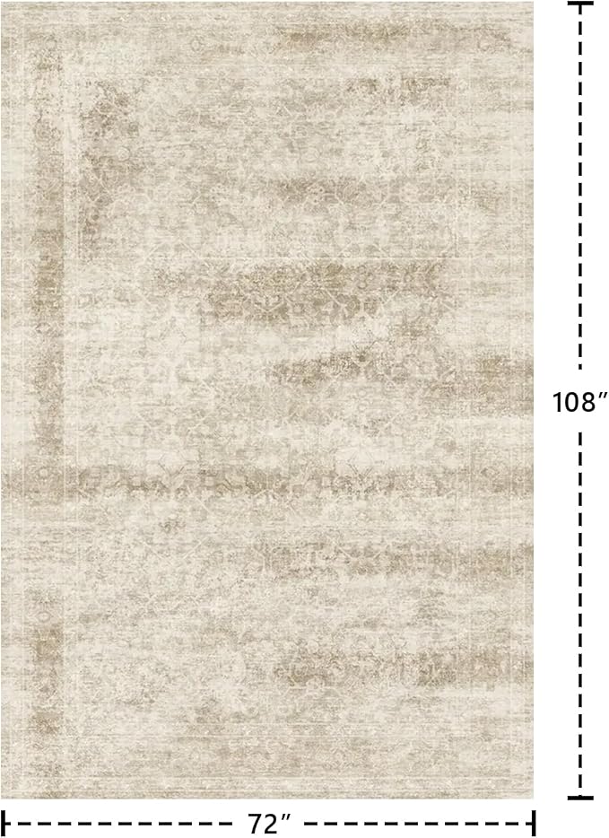 Latte&Fog 6x9 Area Rugs for Living Room, Large Vintage Beige Washable Rug - Image 2