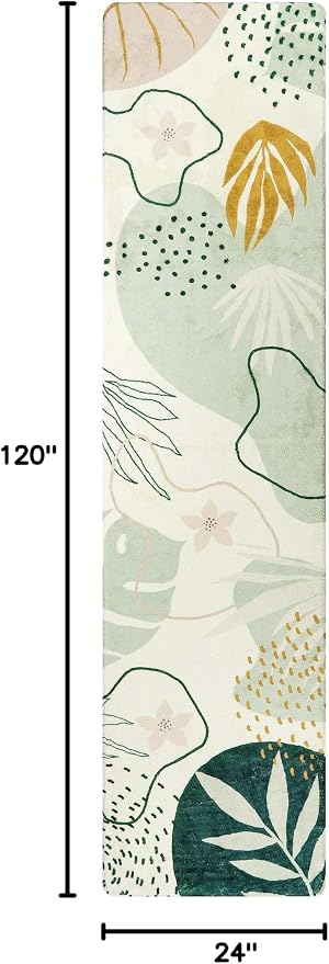 Lahome Green Runner Rugs for Hallway 2x10, Extra Long Washable Non-Slip Kitchen - Image 2